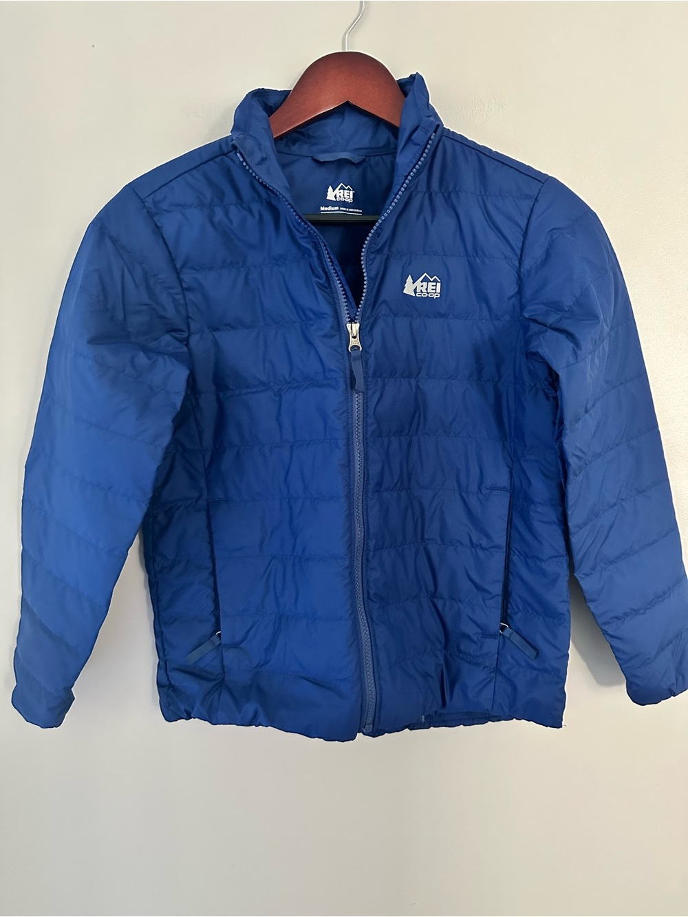 REI Kids Blue Packable Down Puffer Jacket Winter Warm Hiking Play